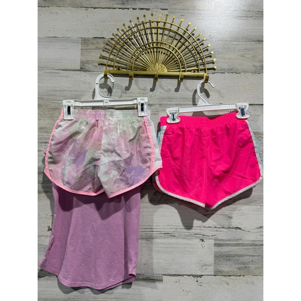 Nike Champion Shorts Shirt Set Girls 6 Pink Tie Dye Athletic Sporty